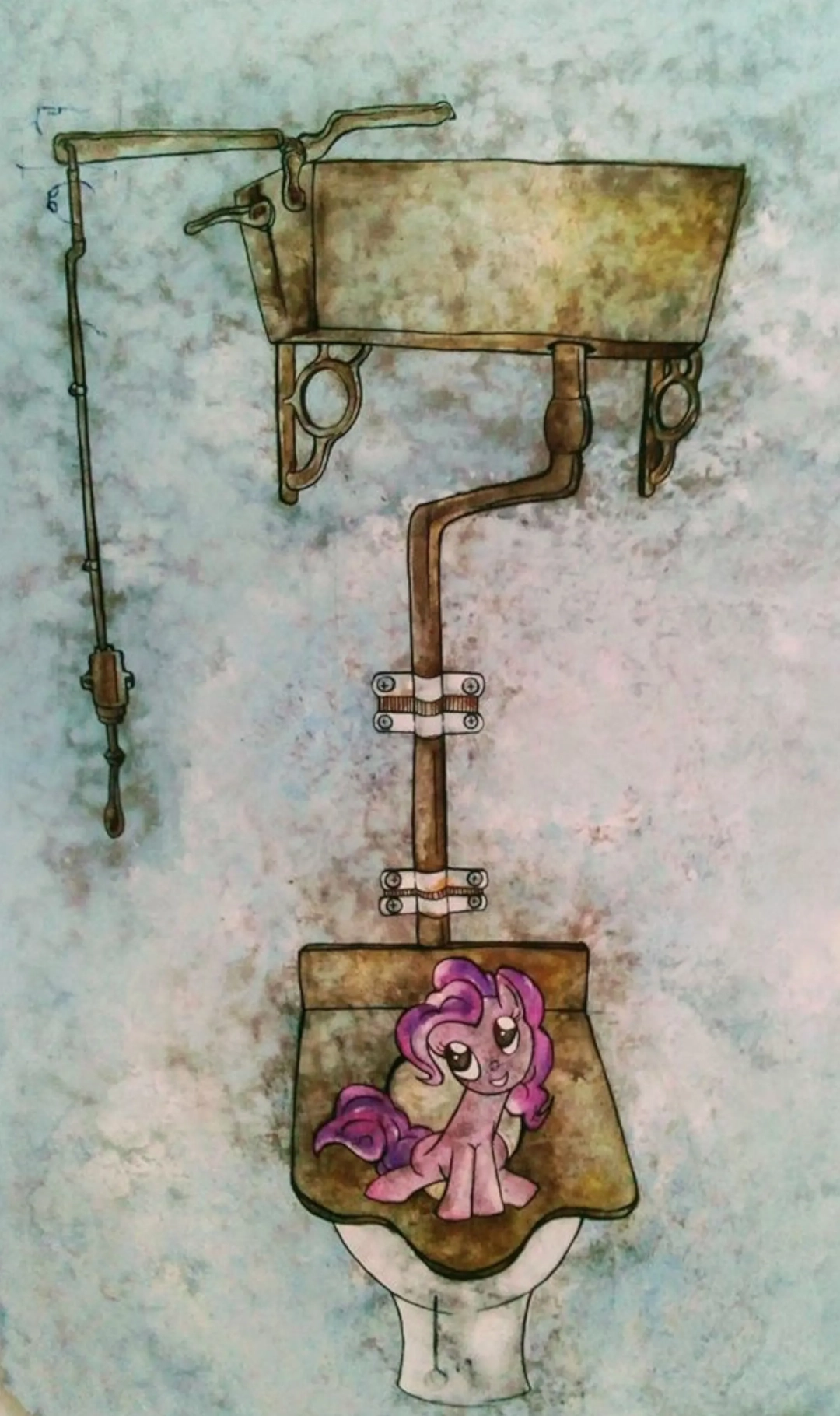 Pinky Pie on the toilet