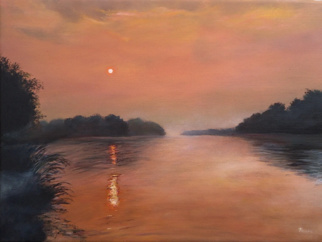 Sunset over lake